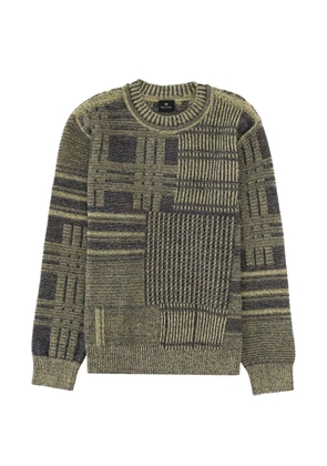 PS Paul Smith patchwork-effect textured-knit sweater - Green