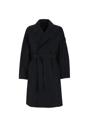 Stone Island Ghost belted logo-patch trench coat - Black
