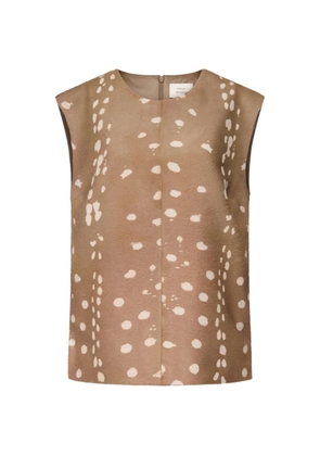 LouLou de Saison Kena deer-print sleeveless leather blouse - Brown