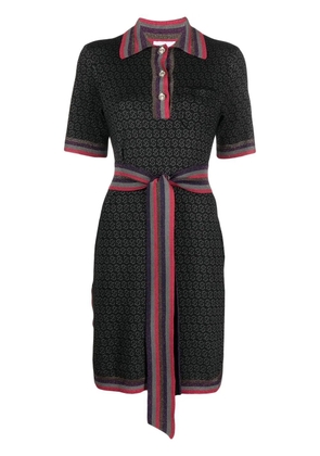 Ferragamo monogram tie-waist knitted dress - Black