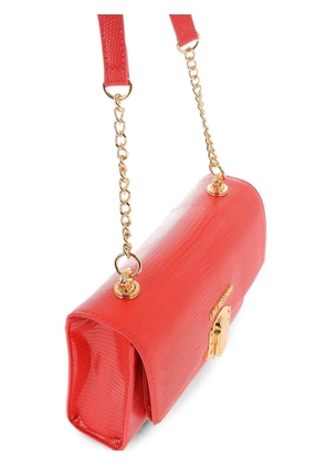 Love Moschino lizard-effect logo-lettering shoulder bag - Red