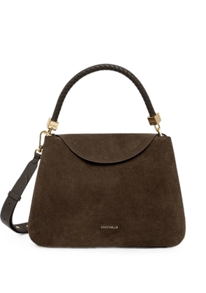 Coccinelle Tiggy suede braided-handle tote bag - Brown