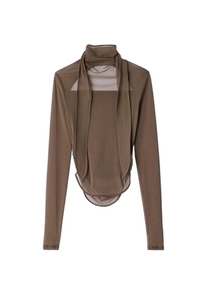 LEMAIRE ballerina scarf top in mesh jersey - Brown