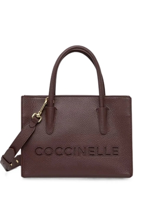 Coccinelle logo-perforated grained-leather tote bag - Red