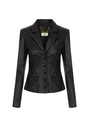 Elisabetta Franchi leather jacket with logo details - Black