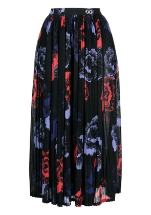 Ferragamo floral-print pleated midi skirt - Black