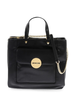 Moschino logo-plaque tote bag - Black