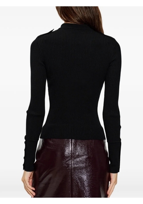 Courrèges rib-knit logo-detail polo shirt - Black