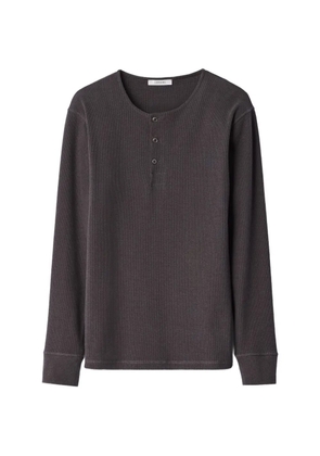 LEMAIRE long-sleeve Henley T-shirt in linen and cotton ribbed jersey - Grey