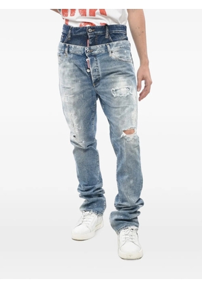 DSQUARED2 Twin Pack distressed layered-waist skinny jeans - Blue