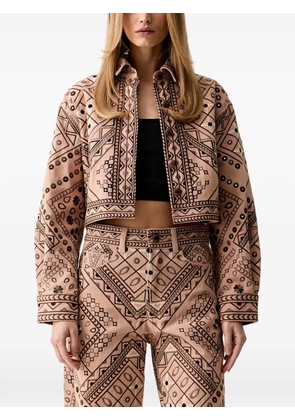 FARM Rio embroidered cropped jacket - Pink