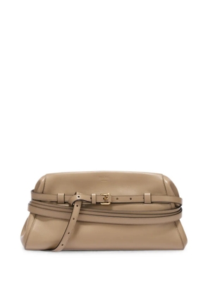 Moschino buckle-detail leather clutch bag - Neutrals