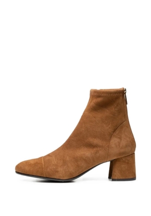 Poche Paris suede rear-zip ankle boots - Brown