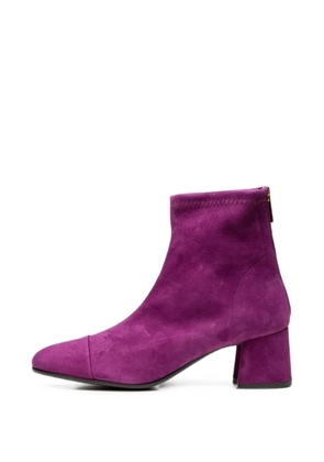 Poche Paris suede block-heel ankle boots - Purple