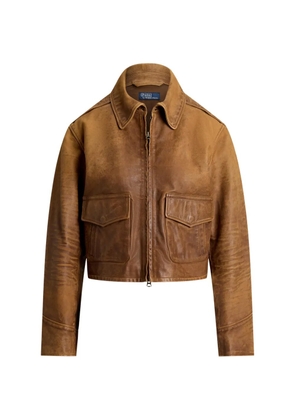 Polo Ralph Lauren distressed cropped leather jacket - Brown