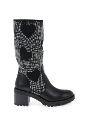 Moschino studded heart-pattern boots - Black