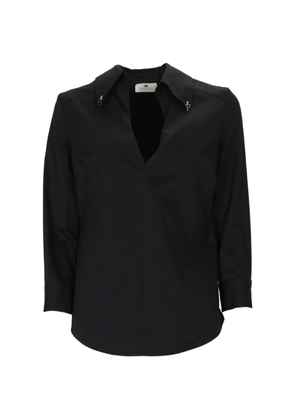 Elisabetta Franchi logo-charm V-neck blouse - Black