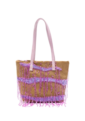 Valentino Garavani Pre-Owned 2010s sequin fringe tote bag - Brown