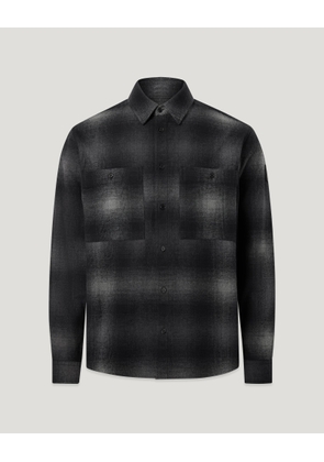 Belstaff Men's Outpost Shirt Brushed Cotton Flannel Black Size 2xl
