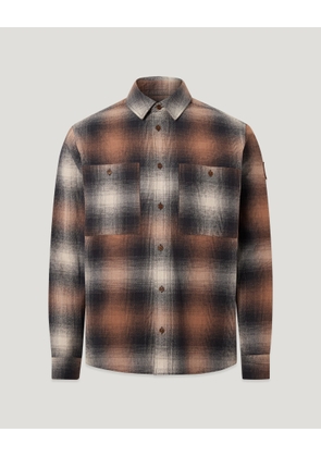 Belstaff Men's Outpost Shirt Brushed Cotton Flannel Maple Brown Size 2xl