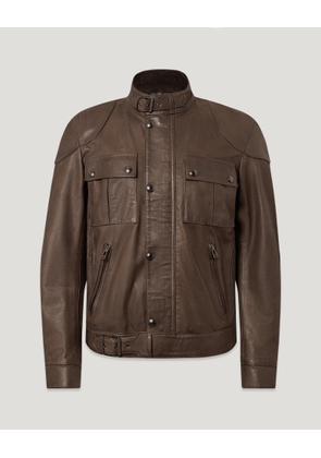 Belstaff Men's Gangster Jacket Nubuck Leather Dark Dusty Taupe Size 46