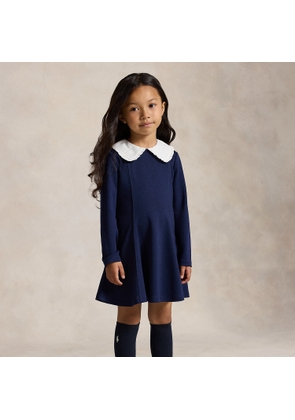 Contrast-Collar Ponte Dress