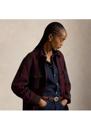 Plaid Wool-Blend Twill Shirt Jacket