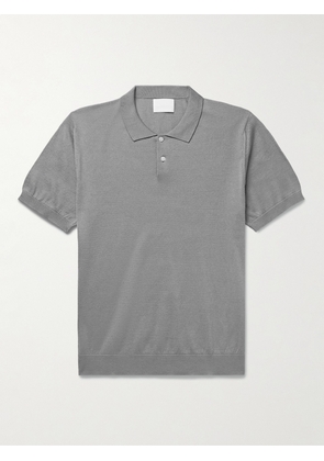 HANDVAERK - Mercerised Pima Cotton Polo Shirt - Men - Gray - S