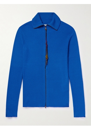 Acne Studios - Kermeer Slim-Fit Ribbed-Knit Zip-Up Cardigan - Men - Blue - S