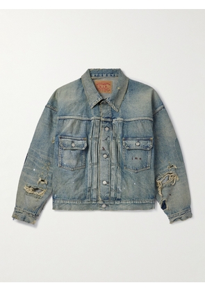 SAINT MXXXXXX - Distressed Denim Jacket - Men - Blue - S