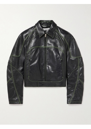 Acne Studios - Logo-Embroidered Panelled Leather Jacket - Men - Black - IT 48