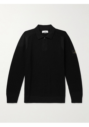 Stone Island - Logo-Appliquéd Virgin Wool-Blend Half-Zip Sweater - Men - Black - S
