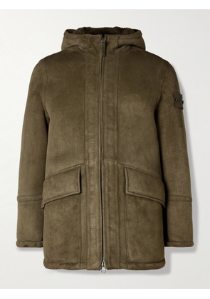 Stone Island - Ghost Logo-Appliquéd Shearling Hooded Jacket - Men - Green - M