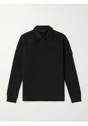 Stone Island - Ghost Logo-Appliquéd Stretch-Cotton Jersey Polo Shirt - Men - Black - S
