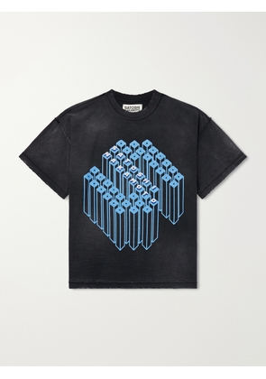 Satoshi Nakamoto - Grid Lock Logo-Print Cotton-Jersey T-Shirt - Men - Black - S