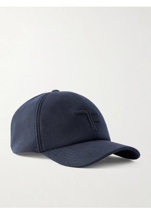 TOM FORD - Leather-Trimmed Logo-Embroidered Cashmere Baseball Cap - Men - Blue - S/M