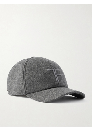 TOM FORD - Leather-Trimmed Logo-Embroidered Cashmere Baseball Cap - Men - Gray - S/M