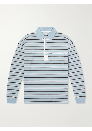 Bottega Veneta - Striped Cotton-Piqué Polo Shirt - Men - Blue - M