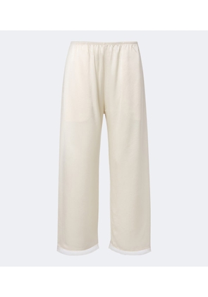 Leset Barb lace-trimmed satin wide-leg pants