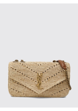 SAINT LAURENT Loulou Small Crochet Raffia Shoulder Bag with YSL Monogram