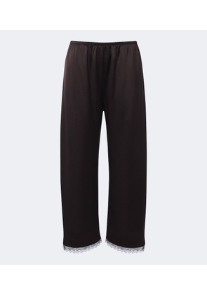Leset Barb lace-trimmed satin wide-leg pants