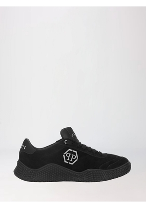 PHILIPP PLEIN Low Top Leather and Suede Sneakers with Hexagon Logo