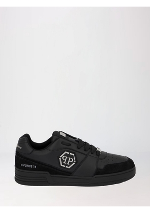 PHILIPP PLEIN Low-Top Sneakers in Leather and Suede with Monogram and Hexagon Logo