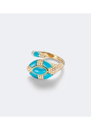 Shay Jewelry Riviera 18kt gold pinky ring with turquoise and diamonds