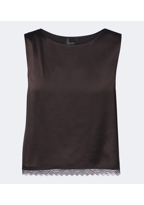 Leset Barb lace-trimmed satin crop top