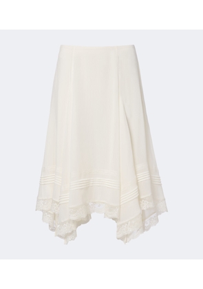 Xu Zhi Asymmetric lace-trimmed midi skirt