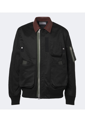 Sacai Leather-trimmed cotton blouson jacket