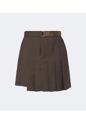 Sacai Pleated asymmetric wool skort
