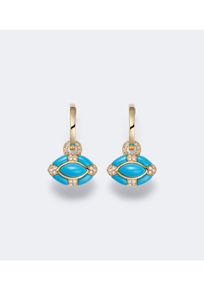Shay Jewelry Riviera Petite 18kt gold huggie earrings with turquoises and diamonds