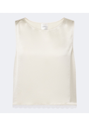 Leset Barb lace-trimmed satin crop top
